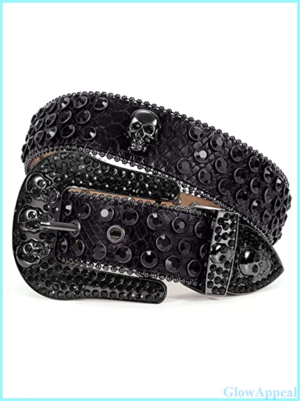 Rhinestone Skull Belt Faux Leather Punk Studded Bling Waist Belt